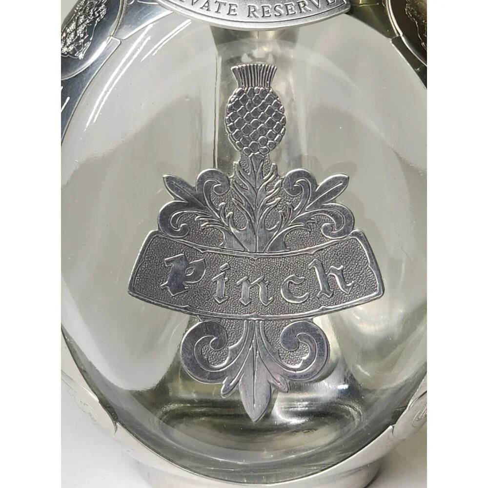 Haig Royal Holland Pewter Overlay Glass Pinch Empty Whisky Bottle Decanter
